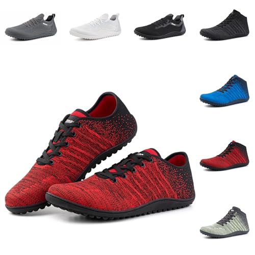 Hitmars Barfußschuhe Herren Barfussschuhe Damen Barfuss Schuhe Fitnessschuhe Unisex Traillaufschuhe Outdoor Zehenschuhe Wanderschuhe Hallenschuhe 4 Rot EU 41 von Hitmars