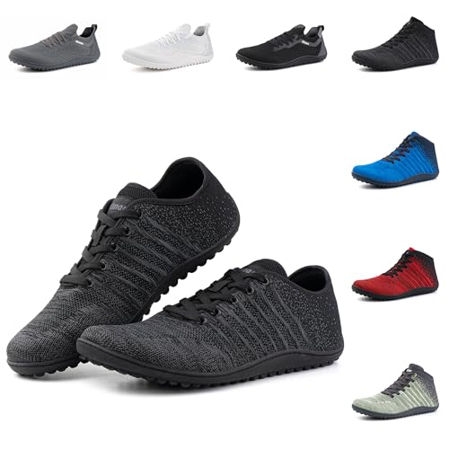 Hitmars Barfußschuhe Herren Barfussschuhe Damen Barfuss Schuhe Fitnessschuhe Unisex Traillaufschuhe Outdoor Zehenschuhe Wanderschuhe Hallenschuhe 4 Schwarz EU 38 von Hitmars