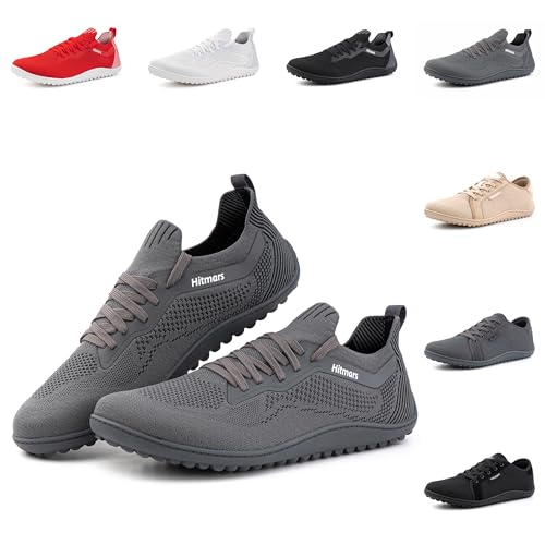 Hitmars Barfussschuhe Herren Barfußschuhe Damen Traillaufschuhe Barfuß Schuhe Outdoor Sneaker Trekkingschuhe Zehenschuhe Fitnessschuhe Unisex 1 Grau EU 39 von Hitmars