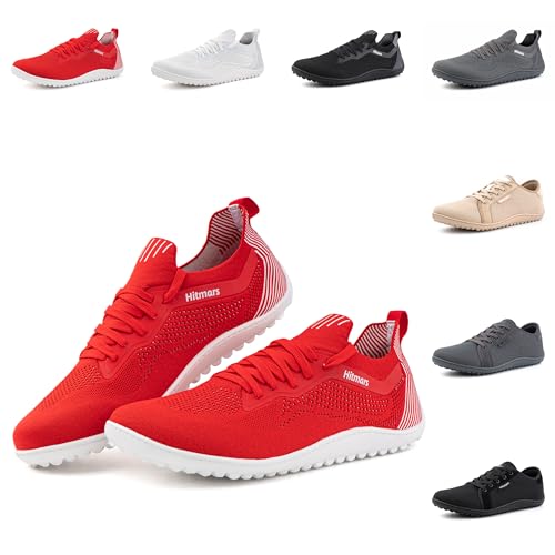 Hitmars Barfussschuhe Herren Barfußschuhe Damen Traillaufschuhe Barfuß Schuhe Outdoor Sneaker Trekkingschuhe Zehenschuhe Fitnessschuhe Unisex 1 Rot EU 40 von Hitmars
