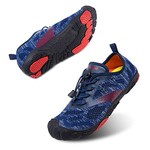 Hitmars Barfußschuhe Herren Sport Schnell Trocknend Traillaufschuhe Damen Atmungsaktiv Unisex Zehenschuhe Strandschuhe Wassersportt Blau A Größe 40 von Hitmars