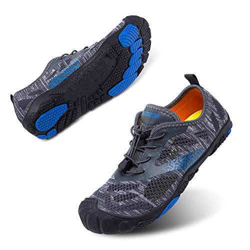 Hitmars Barfußschuhe Herren Sport Schnell Trocknend Traillaufschuhe Damen Atmungsaktiv Unisex Zehenschuhe Strandschuhe Wassersportt Grau A Größe 37 von Hitmars