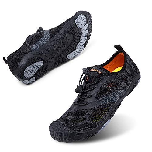 Hitmars Barfußschuhe Herren Sport Schnell Trocknend Traillaufschuhe Damen Atmungsaktiv Unisex Zehenschuhe Strandschuhe Wassersportt Schwarz A Größe 44 von Hitmars