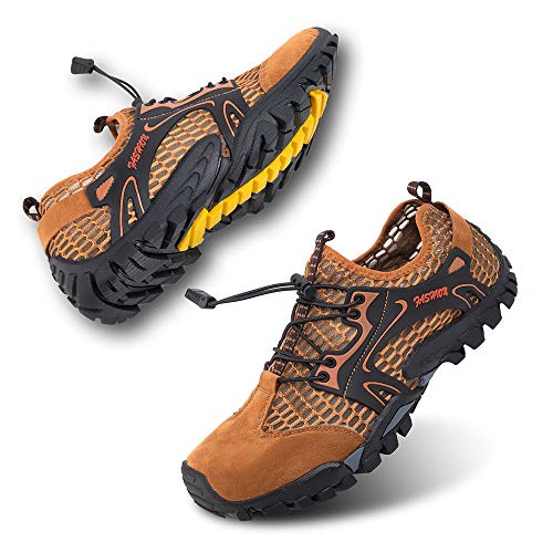 Hitmars Barfussschuhe Trekkingschuhe Herren Aquaschuhe Traillaufschuhe Wasserschuhe Strandschuhe Schwimmschuhe rutschfest Surfschuhe Braun-1 43 EU von Hitmars