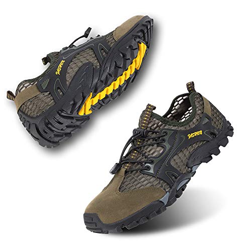 Hitmars Barfussschuhe Trekkingschuhe Herren Aquaschuhe Traillaufschuhe Wasserschuhe Strandschuhe Schwimmschuhe rutschfest Surfschuhe Grün-1 40 EU von Hitmars