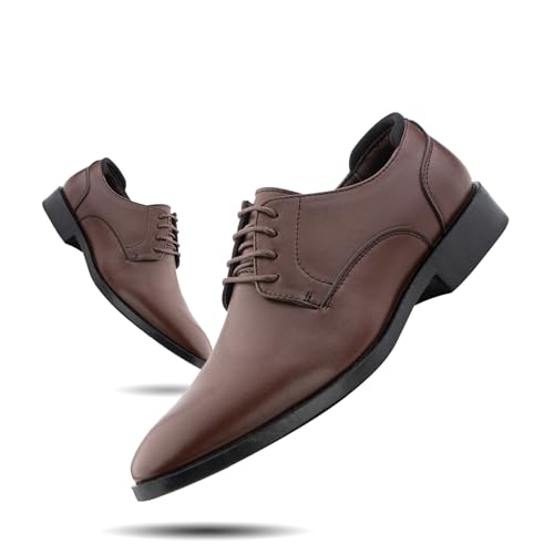 Hitmars Derby Schuhe Herren Anzugschuhe Halbschuh Lederschuhe Business Schuhe Oxford Hochzeitsschuhe Brogues Schnürhalbschuhe Formale 4-Braun 46 von Hitmars