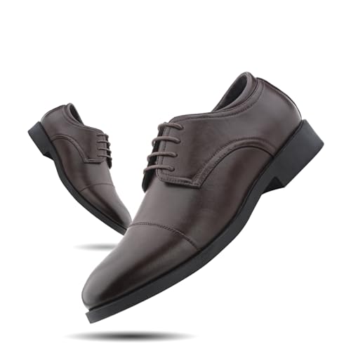 Hitmars Derby Schuhe Herren Anzugschuhe Halbschuh Lederschuhe Business Schuhe Oxford Hochzeitsschuhe Brogues Schnürhalbschuhe Formale 1-Braun 46 von Hitmars