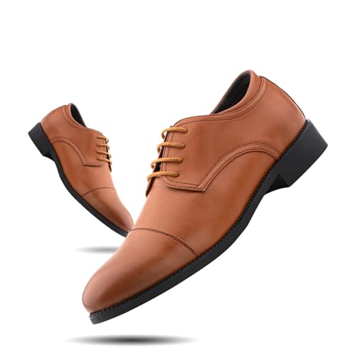 Hitmars Derby Schuhe Herren Anzugschuhe Halbschuh Lederschuhe Business Schuhe Oxford Hochzeitsschuhe Brogues Schnürhalbschuhe Formale 2-Braun 42 von Hitmars