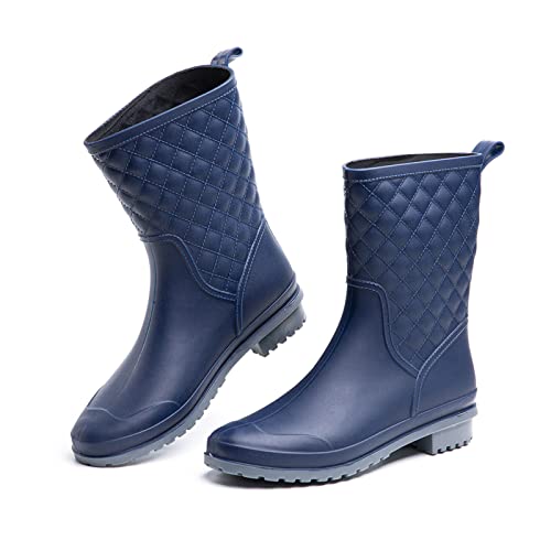 Hitmars Gummistiefel Damen Chelsea Boots Gartenschuhe Rain Boots Regenstiefel Segelstiefel Wasserdicht Regenschuhe Halbgummistiefel Blau EU38 von Hitmars