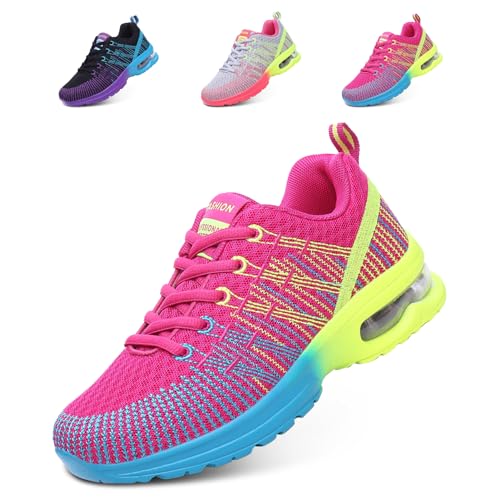 Hitmars Laufschuhe Damen Turnschuhe Luftpolster Sneaker Atmungsaktiv Sportschuhe Leicht Joggingschuhe rutschfest Straßenlaufschuhe Walkingschuhe Fitness Running Outdoor Rot EU 38 von Hitmars