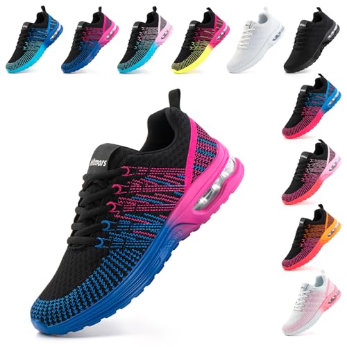 Hitmars Laufschuhe Damen Sportschuhe Luftpolster Atmungsaktiv Turnschuhe rutschfeste Leichtgewichts Straßenlaufschuhe Sneaker Joggingschuhe Fitness Schuhe Walkingschuhe Lila und Blau EU 38 von Hitmars