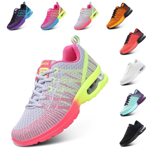 Hitmars Laufschuhe Damen Sportschuhe Luftpolster Turnschuhe rutschfeste Leichtgewichts Straßenlaufschuhe Sneaker Joggingschuhe AtmungsaktivWalkingschuhe Fitness Schuhe Grau 42 EU von Hitmars