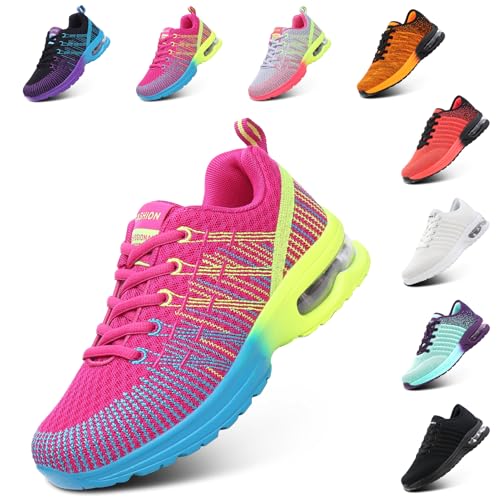 Hitmars Laufschuhe Damen Sportschuhe Luftpolster Turnschuhe rutschfeste Leichtgewichts Straßenlaufschuhe Sneaker Joggingschuhe AtmungsaktivWalkingschuhe Fitness Schuhe Rot 39 EU von Hitmars