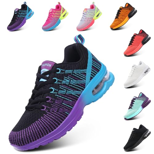 Hitmars Laufschuhe Damen Sportschuhe Luftpolster Turnschuhe rutschfeste Leichtgewichts Straßenlaufschuhe Sneaker Joggingschuhe AtmungsaktivWalkingschuhe Fitness Schuhe Schwarz 40 EU von Hitmars