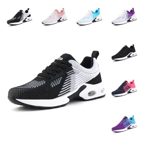 Hitmars Laufschuhe Damen Sportschuhe Turnschuhe Frauen Luftpolster Leicht Straßenlaufschuhe Stoßdämpfend Sneaker Atmungsaktiv rutschfest Fitness Running Outdoor UDI2-Schwarz EU36 von Hitmars