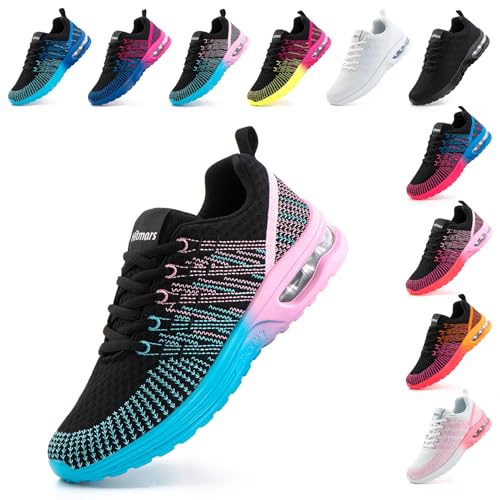 Hitmars Laufschuhe Damen Sportschuhe Turnschuhe Straßenlaufschuhe Joggingschuhe Atmungsaktiv Leichtgewichts Mesh rutschfeste Sneaker Blau-Rosa EU 39 von Hitmars