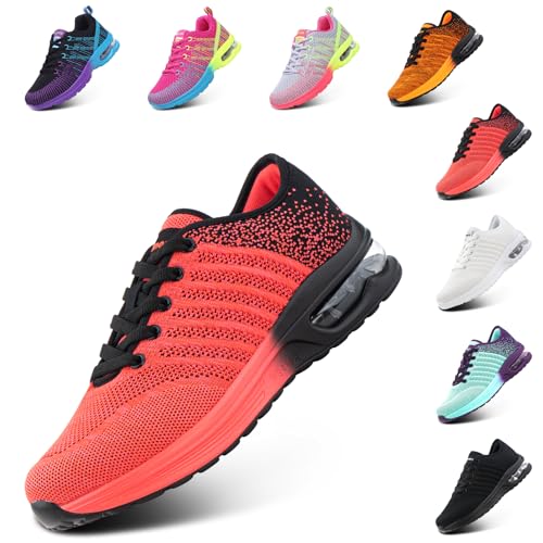 Hitmars Laufschuhe Damen Sportschuhe Turnschuhe rutschfeste Leichtgewichts Straßenlaufschuhe Sneaker Joggingschuhe AtmungsaktivWalkingschuhe Fitness Schuhe Rot 38 EU von Hitmars