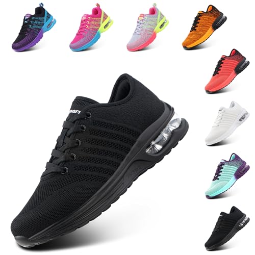 Hitmars Laufschuhe Damen Sportschuhe Turnschuhe rutschfeste Leichtgewichts Straßenlaufschuhe Sneaker Joggingschuhe AtmungsaktivWalkingschuhe Fitness Schuhe Schwarz 38 EU von Hitmars