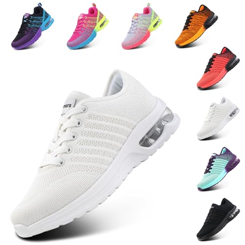 Hitmars Laufschuhe Damen Sportschuhe Turnschuhe rutschfeste Leichtgewichts Straßenlaufschuhe Sneaker Joggingschuhe AtmungsaktivWalkingschuhe Fitness Schuhe Weiß 37 EU von Hitmars