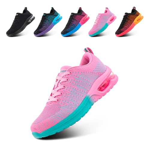 Hitmars Laufschuhe Damen Turnschuhe Atmungsaktiv Sneaker Damen Sportschuhe Leicht Joggingschuhe rutschfest Straßenlaufschuhe Walkingschuhe Running Fitnesss Rosa EU39 von Hitmars
