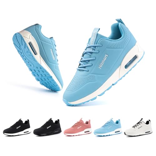 Hitmars Laufschuhe Damen Turnschuhe Luftkissen Running Sportschuhe Leicht Fitness Straßenlaufschuhe Spritzschutz rutschfest Kunstleder STA1-Blau EU40 von Hitmars