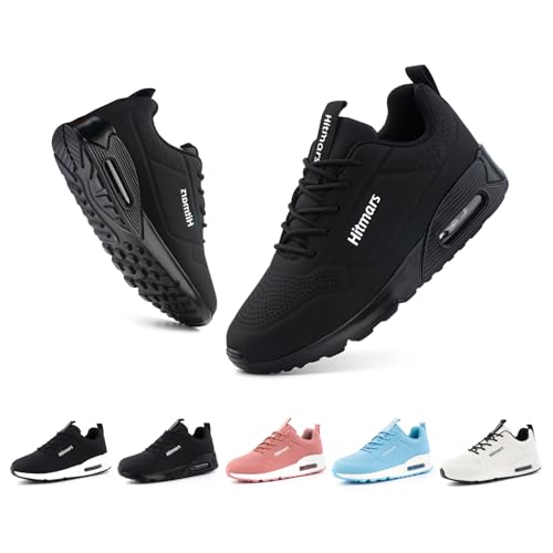 Hitmars Laufschuhe Damen Turnschuhe Luftkissen Running Sportschuhe Leicht Fitness Straßenlaufschuhe Spritzschutz rutschfest Kunstleder STA1-Schwarz EU42 von Hitmars