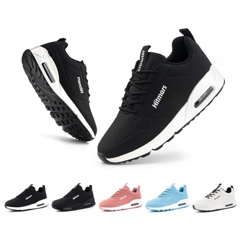 Hitmars Laufschuhe Damen Turnschuhe Luftkissen Running Sportschuhe Leicht Fitness Straßenlaufschuhe Spritzschutz rutschfest Kunstleder STA1-Schwarz-Weiß EU36 von Hitmars