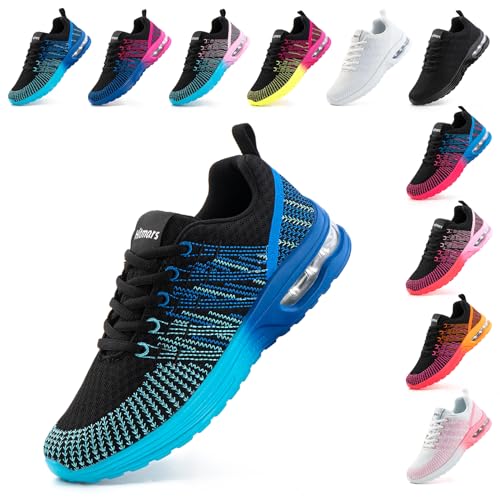 Hitmars Laufschuhe Damen Turnschuhe Luftpolster Sneaker Air Sportschuhe Atmungsaktiv Joggingschuhe Straßenlaufschuhe rutschfest Joggingschuhe Walkingschuhe Fitness Running Outdoor Blau EU 40 von Hitmars