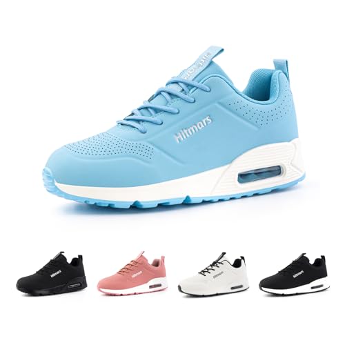 Hitmars Laufschuhe Damen Turnschuhe Luftpolster Sportschuhe Leicht Sneaker Atmungsaktiv Joggingschuhe Walkingschuhe Straßenlaufschuhe rutschfest Fitness Running Blau EU 42 von Hitmars
