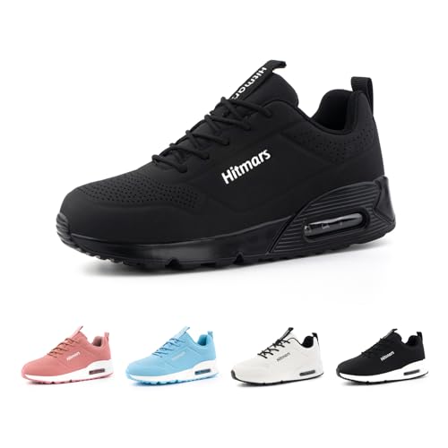 Hitmars Laufschuhe Damen Turnschuhe Luftpolster Sportschuhe Leicht Sneaker Atmungsaktiv Joggingschuhe Walkingschuhe Straßenlaufschuhe rutschfest Fitness Running Schwarz EU 39 von Hitmars