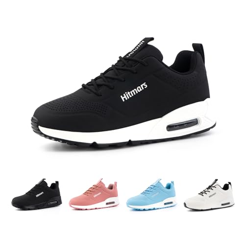 Hitmars Laufschuhe Damen Turnschuhe Luftpolster Sportschuhe Leicht Sneaker Atmungsaktiv Joggingschuhe Walkingschuhe Straßenlaufschuhe rutschfest Fitness Running Schwarz-Weiß EU 41 von Hitmars