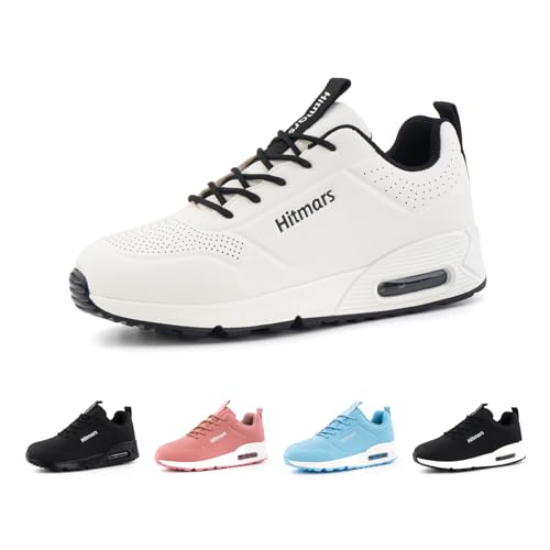 Hitmars Laufschuhe Damen Turnschuhe Luftpolster Sportschuhe Leicht Sneaker Atmungsaktiv Joggingschuhe Walkingschuhe Straßenlaufschuhe rutschfest Fitness Running Weiß EU 42 von Hitmars