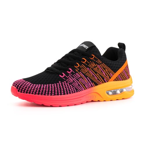 Hitmars Laufschuhe Damen Turnschuhe Sportschuhe Joggingschuhe Straßenlaufschuhe Outdoor Fitness Atmungsaktiv Leichte Freizeitschuhe Sneaker Damen Orange MN2 Größe 41EU von Hitmars