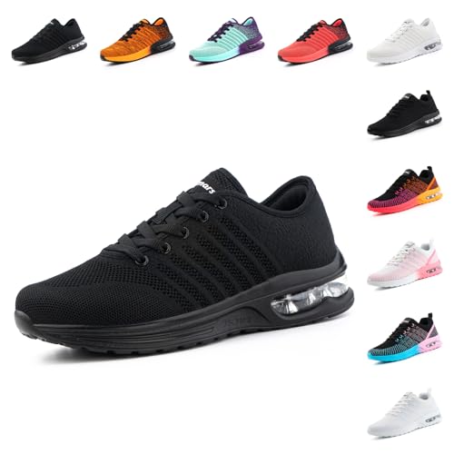 Hitmars Laufschuhe Damen Turnschuhe Sportschuhe Joggingschuhe Straßenlaufschuhe Outdoor Fitness Atmungsaktiv Leichte Freizeitschuhe Sneaker Damen Schwarz MN1 Größe 37EU von Hitmars