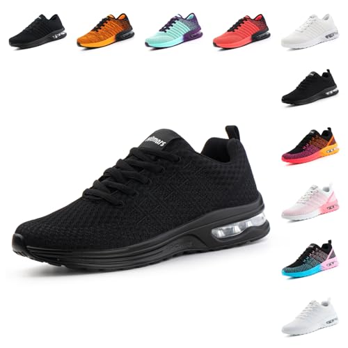 Hitmars Laufschuhe Damen Turnschuhe Sportschuhe Joggingschuhe Straßenlaufschuhe Outdoor Fitness Atmungsaktiv Leichte Freizeitschuhe Sneaker Damen Schwarz MN2 Größe 37EU von Hitmars