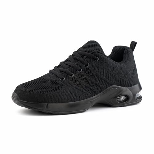 Hitmars Laufschuhe Damen Turnschuhe Sportschuhe Sneaker Dämpfung Joggingschuhe Frauen Leichte Straßenlaufschuhe mit Luftkissen 1 1 Schwarz 40 von Hitmars