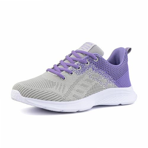 Hitmars Laufschuhe Damen Turnschuhe Sportschuhe Sneaker Dämpfung Joggingschuhe Frauen Leichte Straßenlaufschuhe mit Luftkissen 1 3 Lila 37 von Hitmars