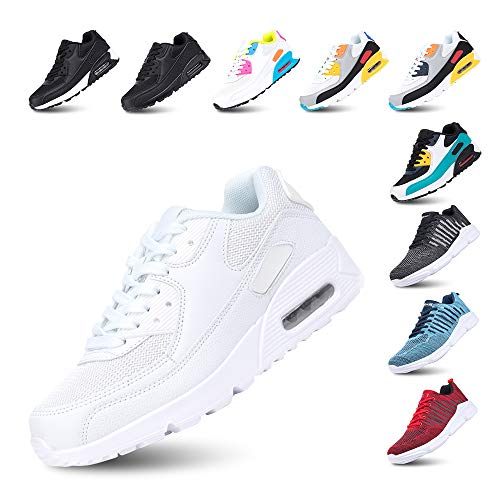 Hitmars Laufschuhe Herren Damen Turnschuhe Licht Dämpfung Air Sportschuhe rutschfest Atmungsaktiv Fitness Sneakers E-Weiß 41 von Hitmars