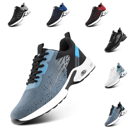 Hitmars Laufschuhe Herren Sportschuhe Luftpolster Turnschuhe rutschfeste Atmungsaktiv Leichtgewichts Straßenlaufschuhe Sneaker Joggingschuhe Walkingschuhe Fitness Schuhe Blau 46 EU von Hitmars