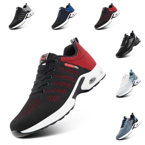 Hitmars Laufschuhe Herren Sportschuhe Luftpolster Turnschuhe rutschfeste Leichtgewichts Straßenlaufschuhe Sneaker Joggingschuhe Atmungsaktiv Walkingschuhe Fitness Schuhe Rot 40 EU von Hitmars