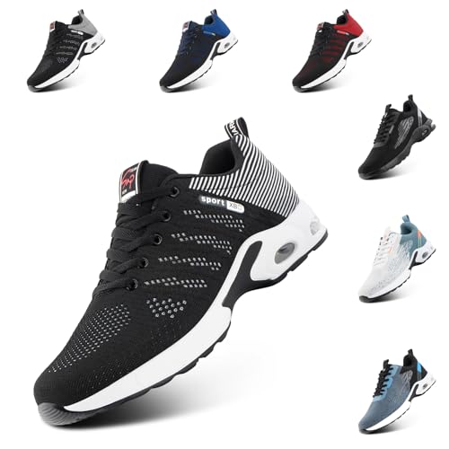 Hitmars Laufschuhe Herren Sportschuhe Luftpolster Turnschuhe rutschfeste Leichtgewichts Straßenlaufschuhe Sneaker Joggingschuhe Atmungsaktiv Walkingschuhe Fitness Schuhe Schwarz 40 EU von Hitmars