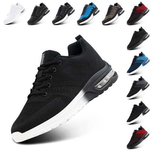 Hitmars Laufschuhe Herren Turnschuhe Damen Sportschuhe Sneaker Tennisschuhe Fitnessschuhe Joggingschuhe Running-Schuhe Leichte Weiß Schwarz EU 42 von Hitmars