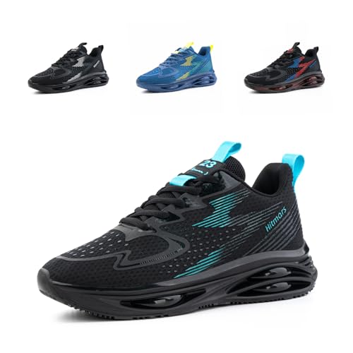 Hitmars Laufschuhe Herren Turnschuhe Sportschuhe Herren Leichte Atmungsaktiv Sneaker Straßenlaufschuhe Joggingschuhe Fitnesss Outdoor Bequeme Freizeit A Schwarz Grau EU 44 von Hitmars