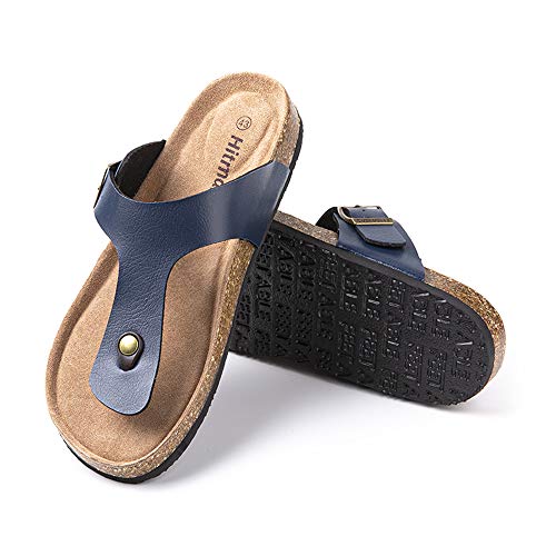 Hitmars Pantoletten Herren Sandalen Sommer Flach Freizeit Sport Outdoor Strand Hausschuhe Schnalle Einstellbar Rutschfest Zehentrenner B Blau-2 Größe 45 von Hitmars