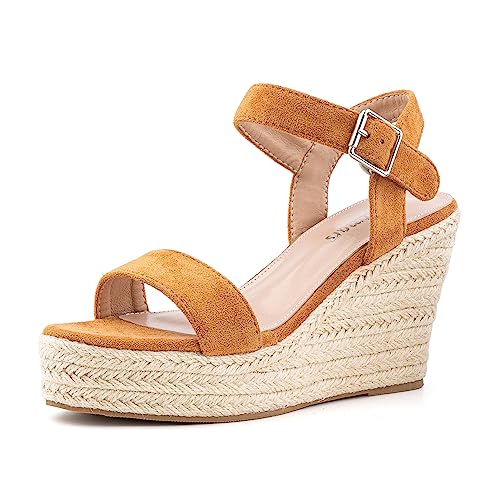 Hitmars Plateau Sandalen Damen Keilsandalen Espadrilles Keilabsatz Sandaletten Mode Peep Toe Strandsandalen Wedges Damen Sommerschuhe Khaki EU 39 von Hitmars