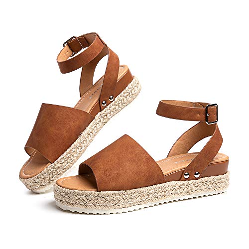 Hitmars Sandalen Damen Plateau Espadrilles Keilabsatz Frauen Römisch Offener Zeh Knöchel Schnalle Gladiator Strand Riemchensandalen Absatz 5.6cm 1-Braun EU43 Hitmars Sandalen Damen Plateau Espadrilles Keilabsatz Frauen Römisch Offener Zeh Knöchel Schnalle Gladiator Strand Riemchensandalen Absatz 5.6cm 1-Braun EU43 von Hitmars