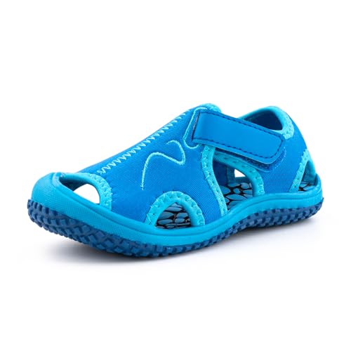 Hitmars Sandalen Jungen Kinder Kindersandalen Mädchen Sommer Atmungsaktiv rutschfest Sommershcuhe Geschlossene Zehen Sandalen Aquaschuhe Outdoor Barfuß 2 Blau 24 von Hitmars