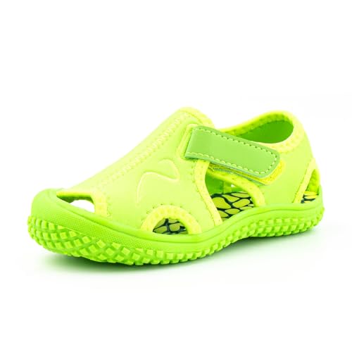 Hitmars Sandalen Jungen Kinder Kindersandalen Mädchen Sommer Atmungsaktiv rutschfest Sommershcuhe Geschlossene Zehen Sandalen Aquaschuhe Outdoor Barfuß 2 Grün 31 von Hitmars
