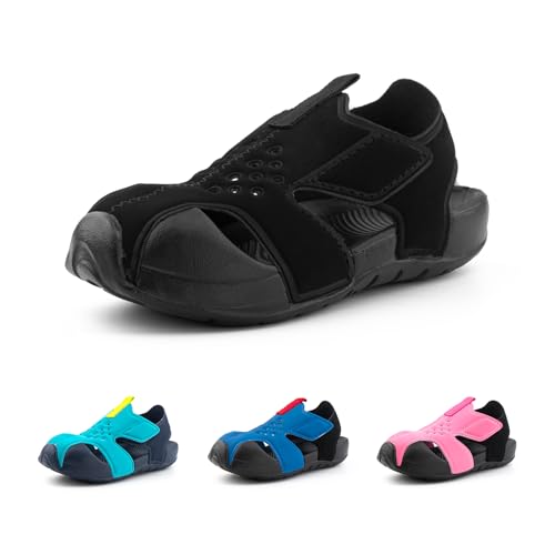 Hitmars Sandalen Kinder Sommer Sandalen Für Jungen Mädchen Kindersandalen Aquaschuhe Kinder Strandschuhe mit Klettverschluss Schwarz EU 25 von Hitmars