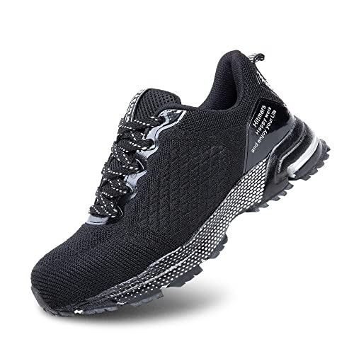 Hitmars Sicherheitsschuhe Herren Arbeitsschuhe Damen Leicht Stahlkappenschuhe S3 S1 S2 Schutzschuhe Arbeitsschutzschuhe Stahlkappe Sneaker Unisex B Schwarz EU45 von Hitmars